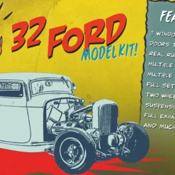 Acme - Build Your Own Model Kit | Ford 3-Window (1932, 1/18 Scale Diecast Model Car, Light Gray) A1805001K Gasser