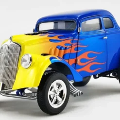 1:18 1933 WILLYS GASSER - BLUE W/FLAMES -- ACME HOT ROD Ratfink 1933