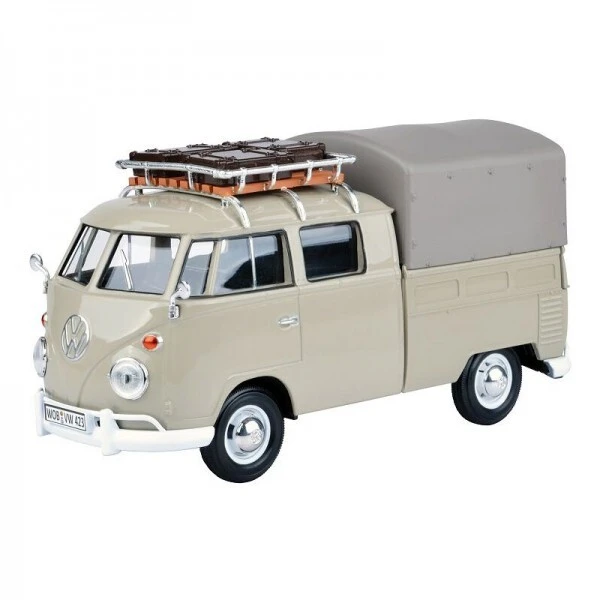 Motormax 1:24 Volkswagen Type 2 (T1) Pickup With Roof Rack-Suit Case-Tarp #79553