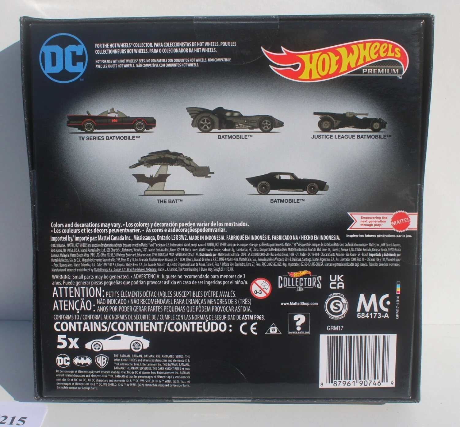 Hot Wheels Hotwheels 1/64th 5 Car HGRM17 2021 Batman Premium 5pc Bundle - Image 3