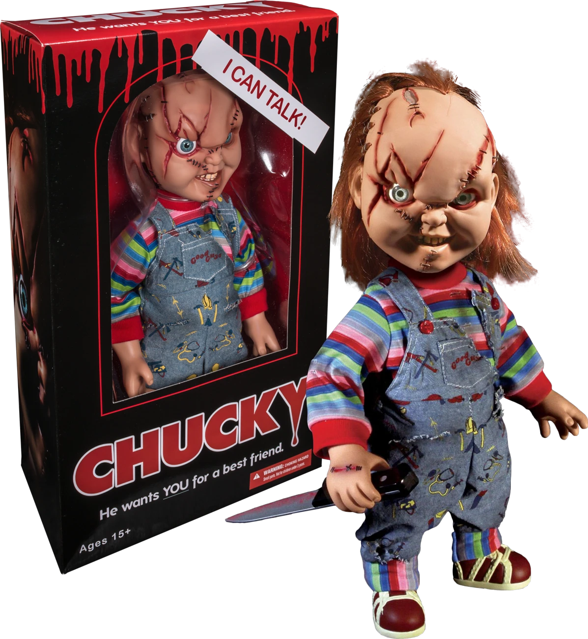 Child's Play - Chucky 15" Bride Of Chucky Scared Talking Action Figure Mezco (78003)