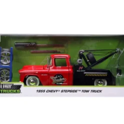 JADA 1:24 1955 CHEVROLET STEPSIDE TOW TRUCK -- RED/BLACK